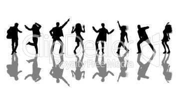 Silhouetten von tanzenden Menschen