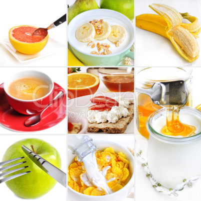 Gesundes Frühstück Collage