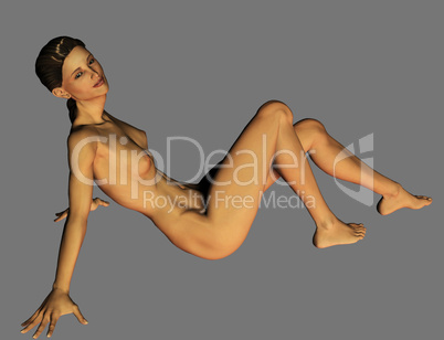 naked woman sitting on floor