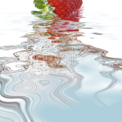 Erdbeere im Wasserspiegel