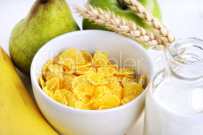 Cornflakes und Obst