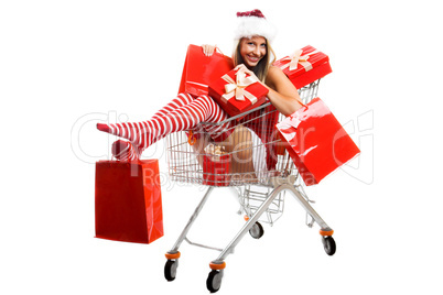 Einkaufskorb mit Weihnachtsfrau 2