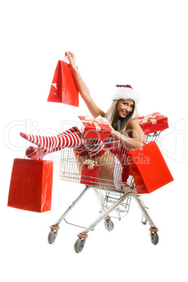 Einkaufskorb mit Weihnachtsfrau 3