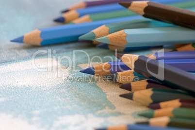 blue pencils