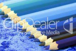 blue pencil crayons