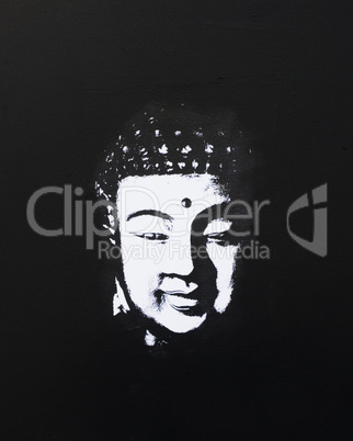 buddha painting black and white