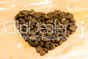 heart of coffee beans