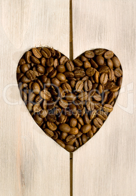 heart of coffee beans