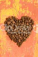 heart of coffee beans