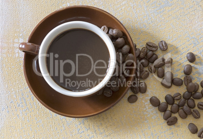 coffee mug and beans