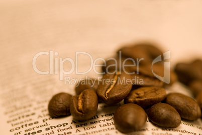 coffee beans on book