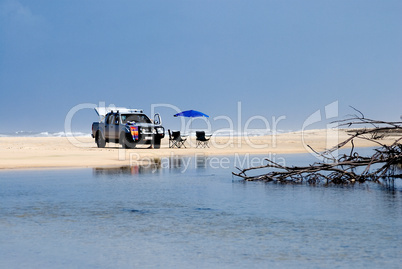 Beach scenery on Fraser Island with 4WD