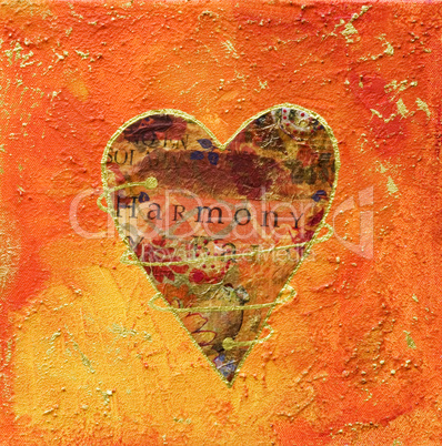 Collage painting of heart