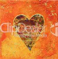 Collage painting of heart