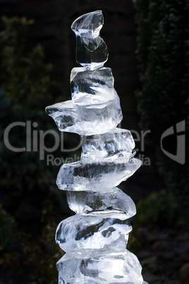 tower build of ice cubes