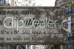 weathered sign  in Paris/France