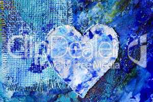 Blue abstract painting with heart