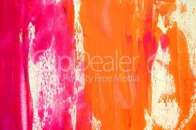 Abstract painted pink and orange background