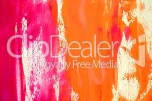 Abstract painted pink and orange background