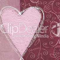 pink heart on collage background