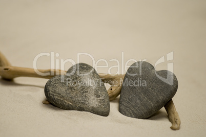 Two heart shaped stones