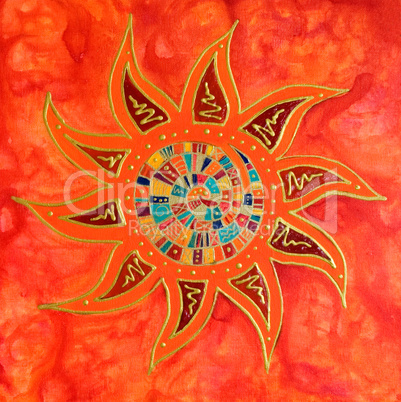 Abstract colorful sun painting