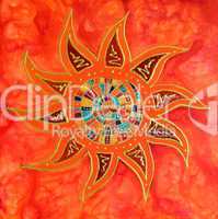 Abstract colorful sun painting