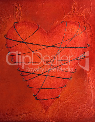 tied heart painting