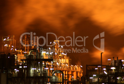 industry with fire at night