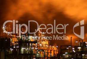 industry with fire at night