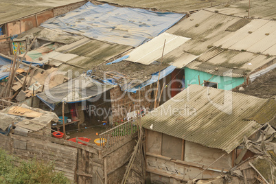 Hütten in Slums in Lima