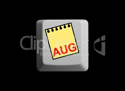 Kalenderblatt auf ´Tastatur - August