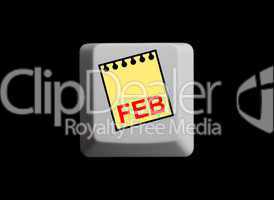 Kalenderblatt auf Tastatur - Februar