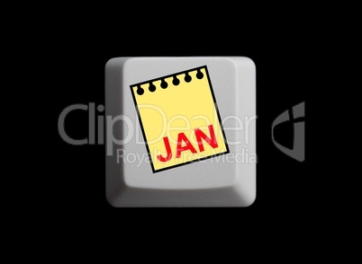 Kalenderblatt auf Tastatur - Januar