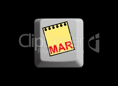Kalenderblatt auf Tastatur - März
