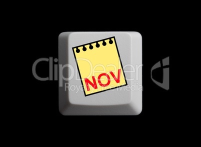 Kalenderblatt auf Tastatur - November