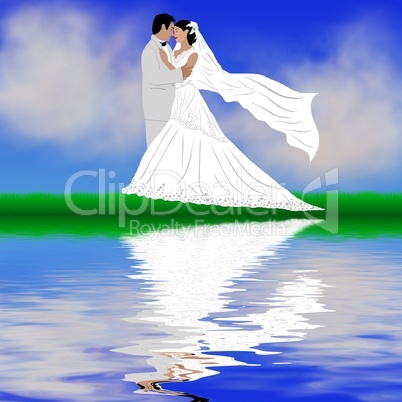 Brautpaar am Wasser