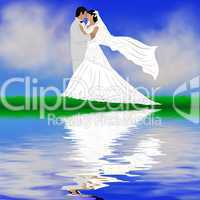 Brautpaar am Wasser