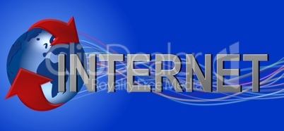 Internet Logo mit blauem hintergrund