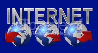 Internet Logo mit blauem hintergrund
