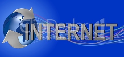 Internet Logo mit blauem hintergrund