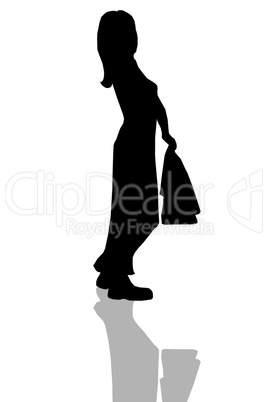 Silhouette einer stehenden jungen Frau