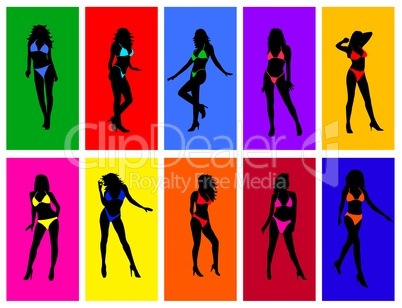 Bikini Girl Silhouette Collage