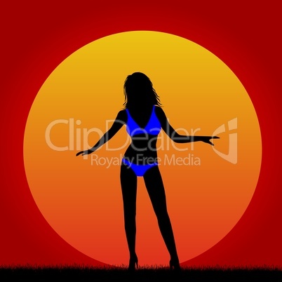 Bikini Girl Silhouette im Sonnenuntergang