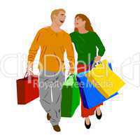 Menschen mit Einkaufstüten