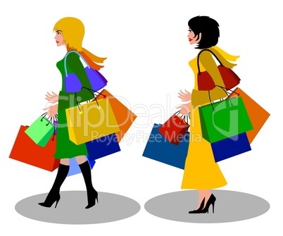 Frauen mit Einkaufstüten