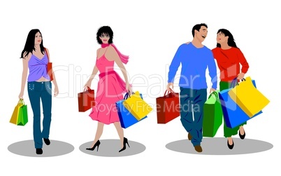Menschen mit Einkaufstüten