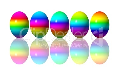 Ostereier mit Regenbogenfarben und Spiegeleffekt