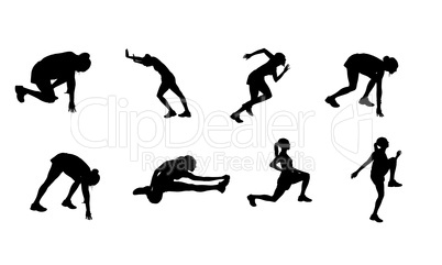 Sportler Silhouetten laufen rennen