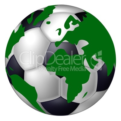 ausgeschnittener Fußball als Globus